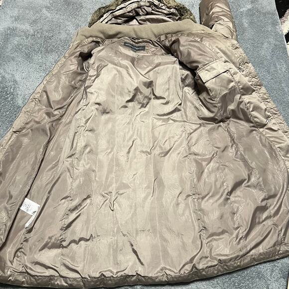 Eddie Bauer Coat Womens Medium Tall Long Down Puffer Jacket Hooded Tan Winter ** - Picture 6 of 11